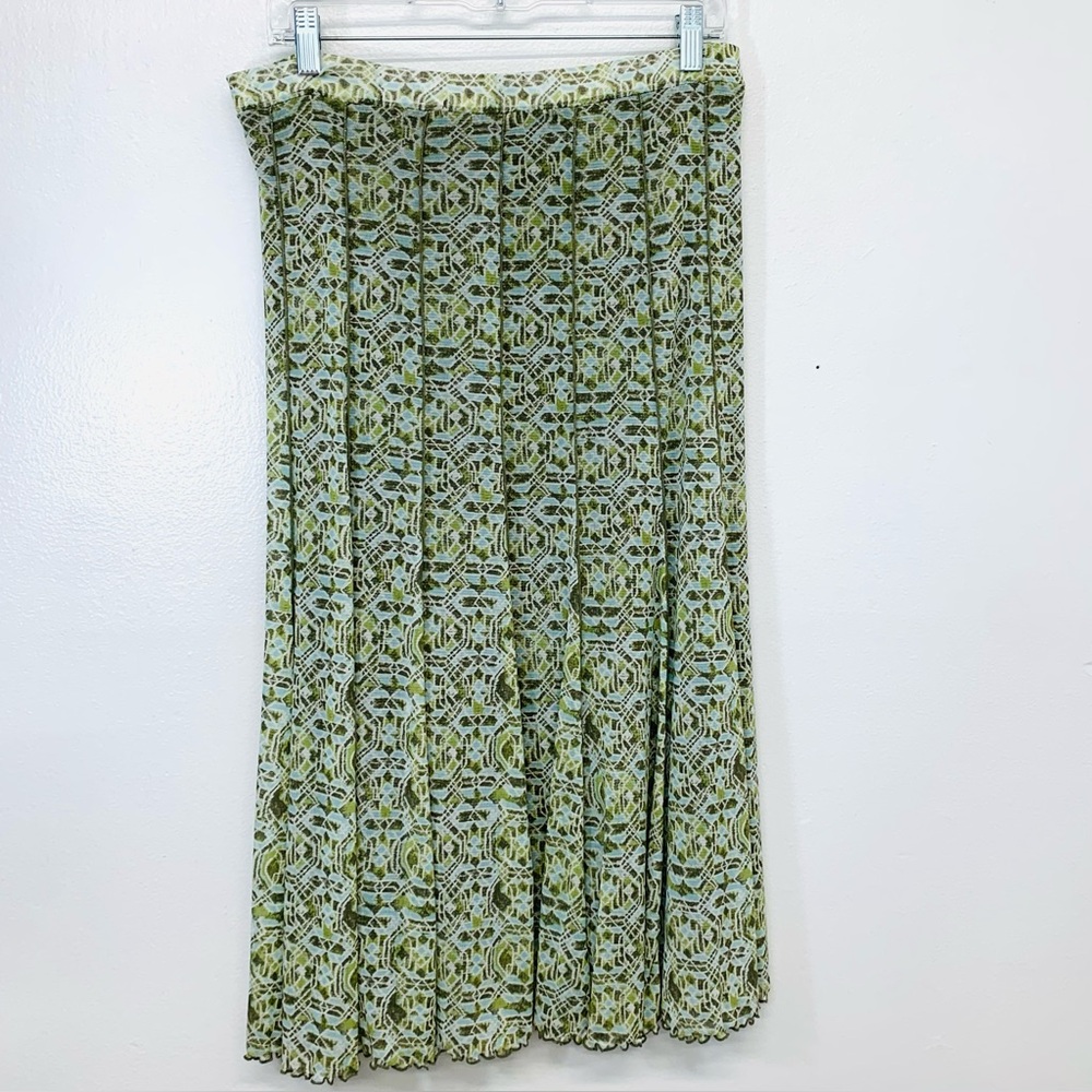 Tapemeasure‎ Midi Skirt Medium Pull On  Green Print Cottagecore Casual Career